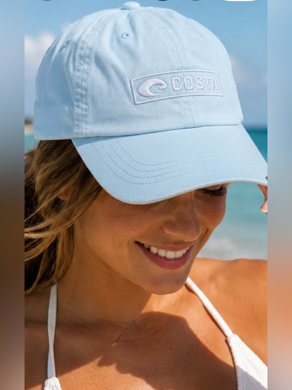NWT Costa Light Blue Embroidered Logo Easy Hat/ Baseball Cap